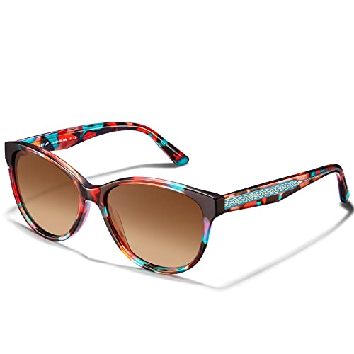 CARFIA Cateye Polarized Sunglasses for Women UV Protection, Italy Handcrafted Acetate Frame with Embossed Pattern Wire Core