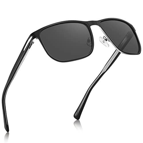 CARFIA Metal Men's Sunglasses Polarized Retro Elites Style, Durable Al-Mg Large Frame, Driving Golf Glasses