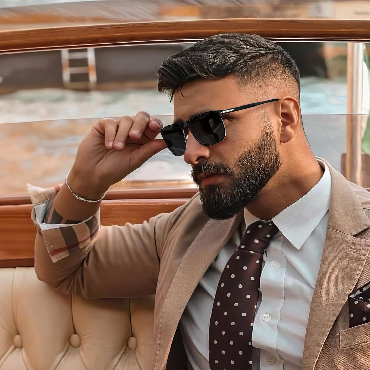 CARFIA Metal Men's Sunglasses Polarized Retro Elites Style, Durable Al-Mg Large Frame, Driving Golf Glasses