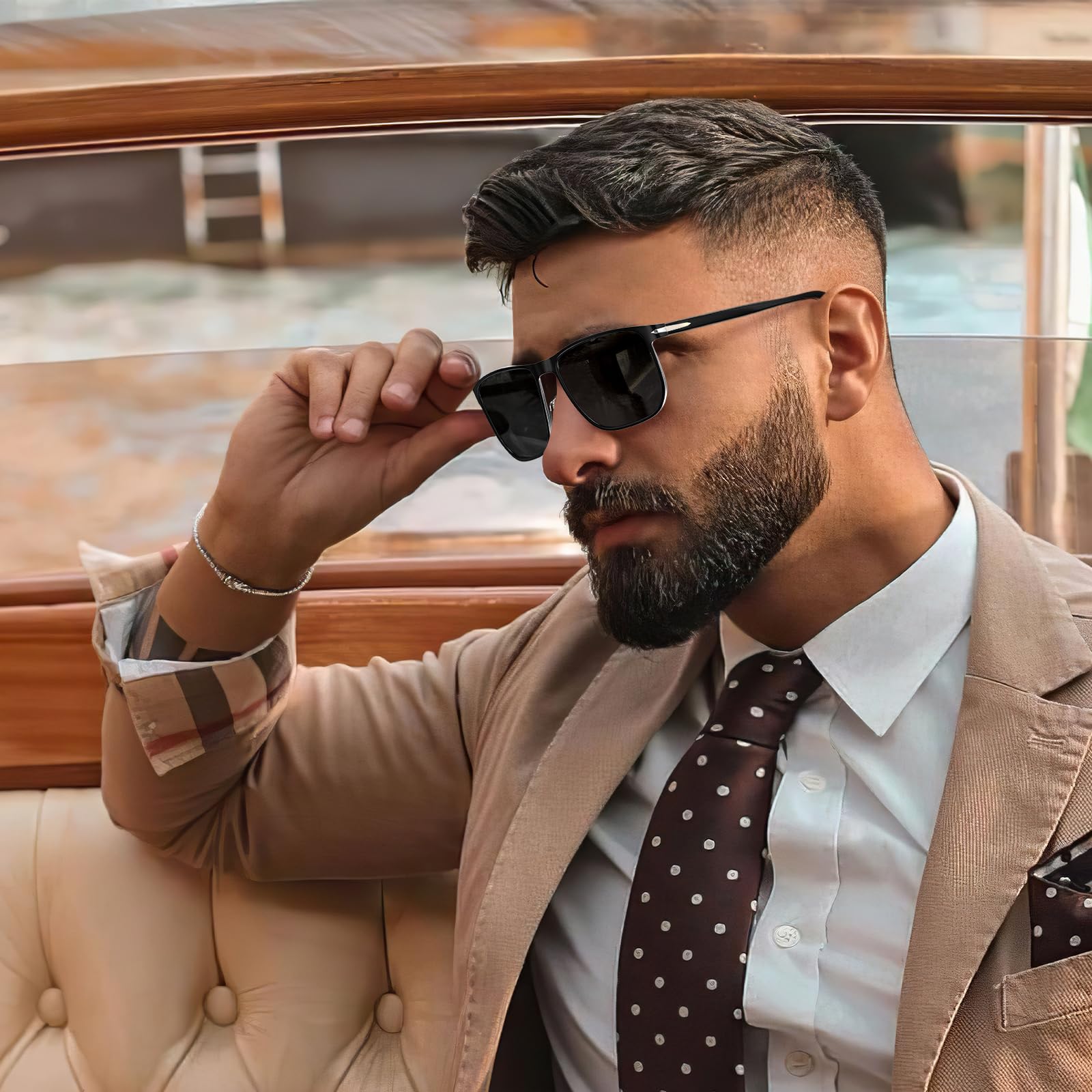 CARFIA Metal Men's Sunglasses Polarized Retro Elites Style, Durable Al-Mg Large Frame, Driving Golf Glasses
