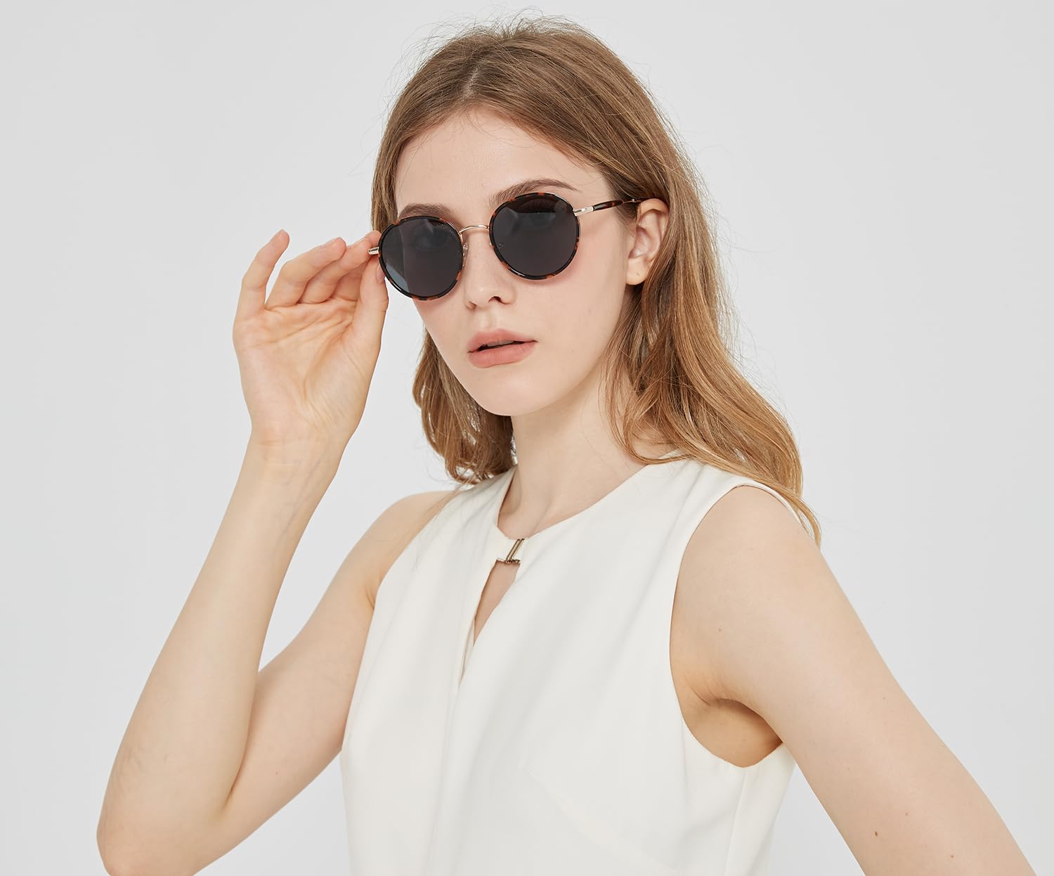 CARFIA Retro Small Round Polarized Womens Sunglasses UV Protection, Trendy Vintage Stylish Designer Sunglasses CA1949
