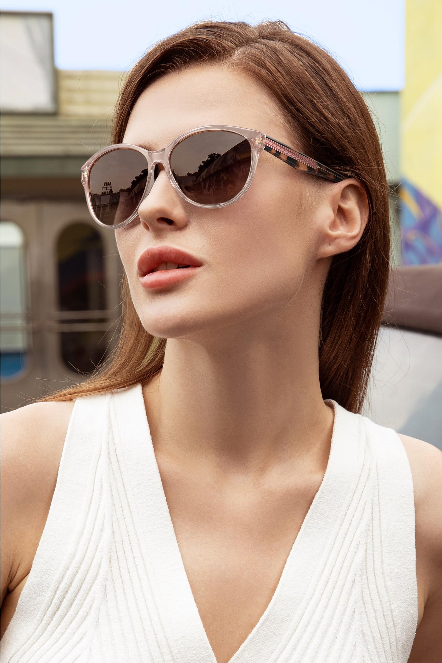 CARFIA Cateye Polarized Sunglasses for Women UV Protection, Italy Handcrafted Acetate Frame with Embossed Pattern Wire Core
