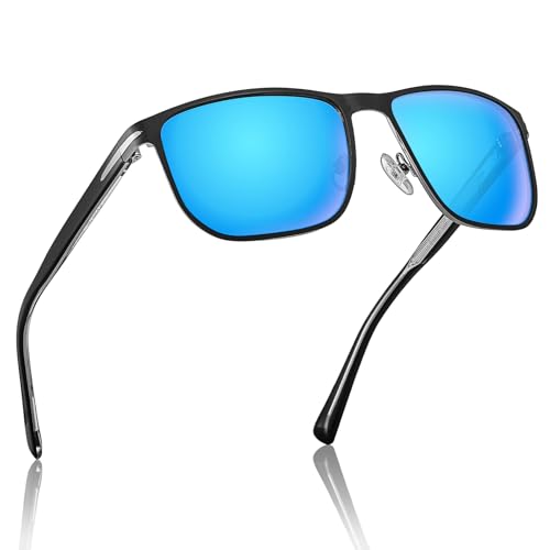 CARFIA Metal Men's Sunglasses Polarized Retro Elites Style, Durable Al-Mg Large Frame, Driving Golf Glasses