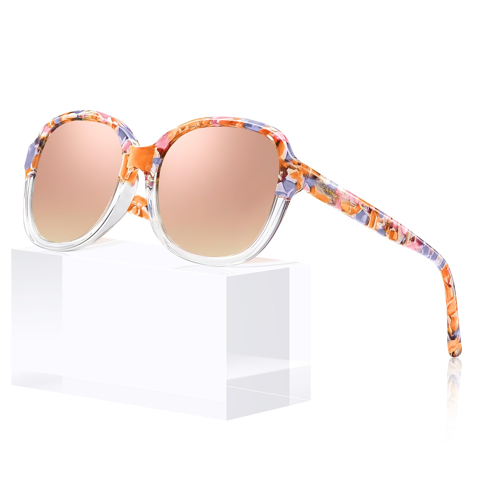 CARFIA Acetate Polarized Sunglasses for Women UV Protection, Retro Fashion Ladies Shades Driving Safety Eyewear