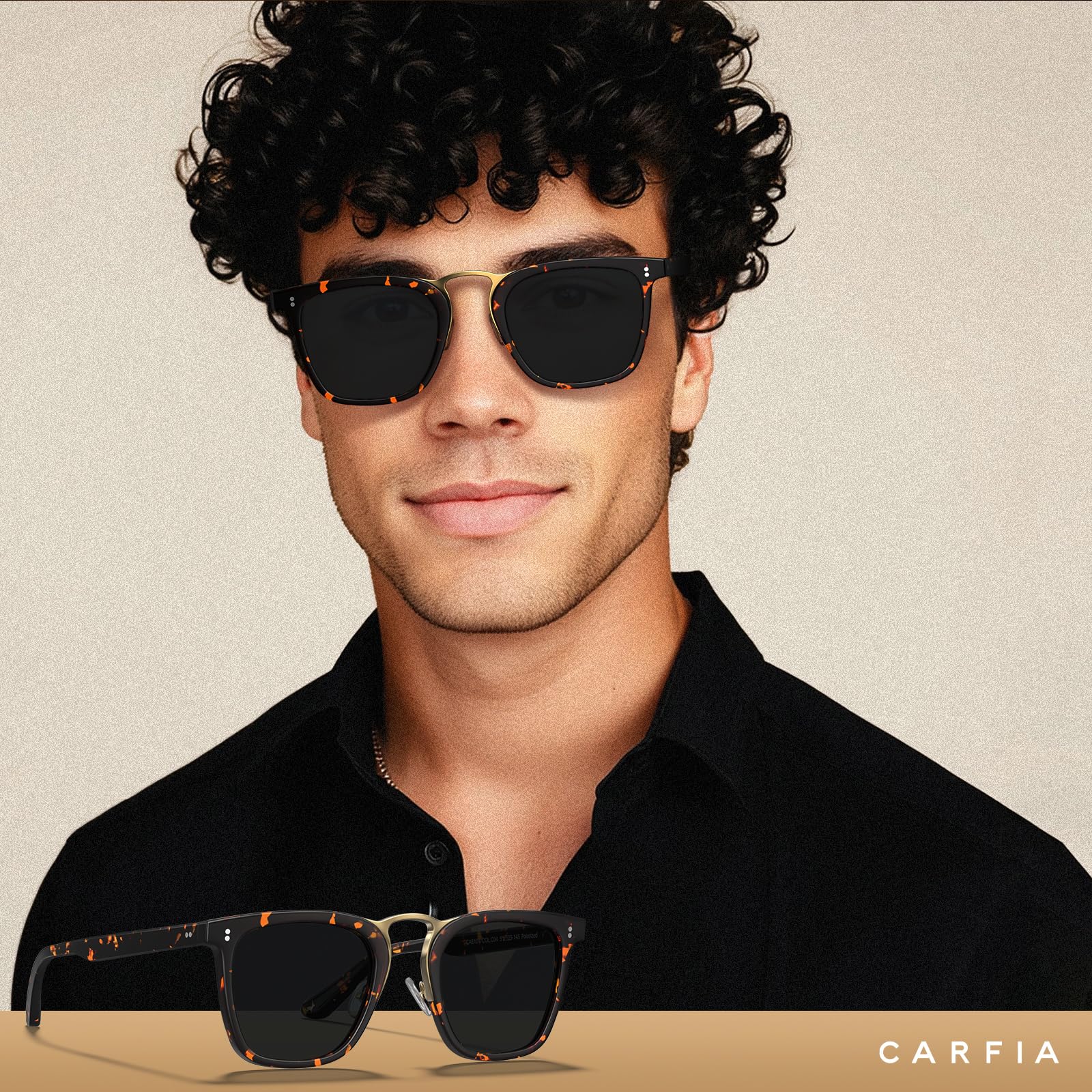 CARFIA Acetate Sunglasses for Men Polarized UV400 Protection CA5107