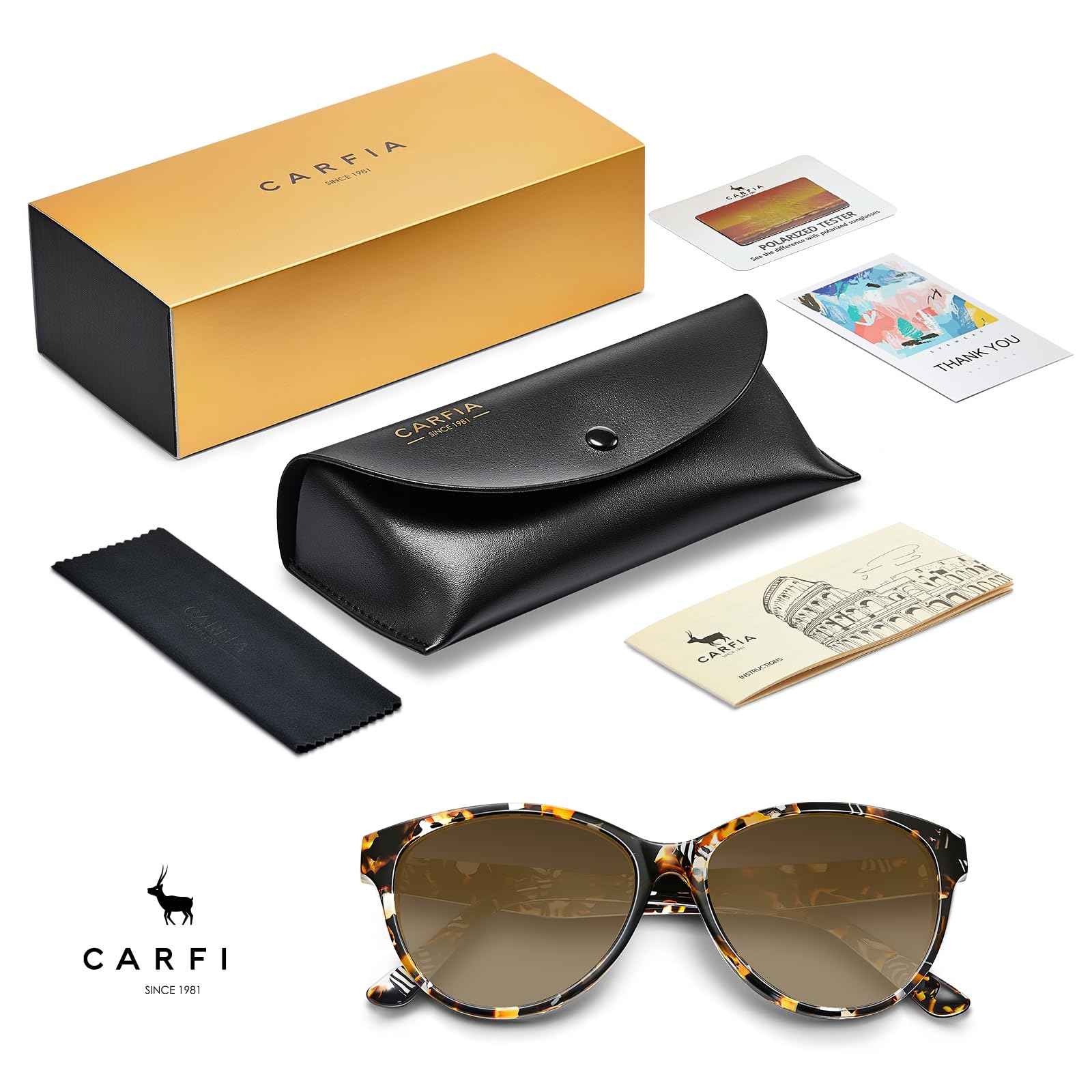 CARFIA Cateye Polarized Sunglasses for Women UV Protection, Italy Handcrafted Acetate Frame with Embossed Pattern Wire Core
