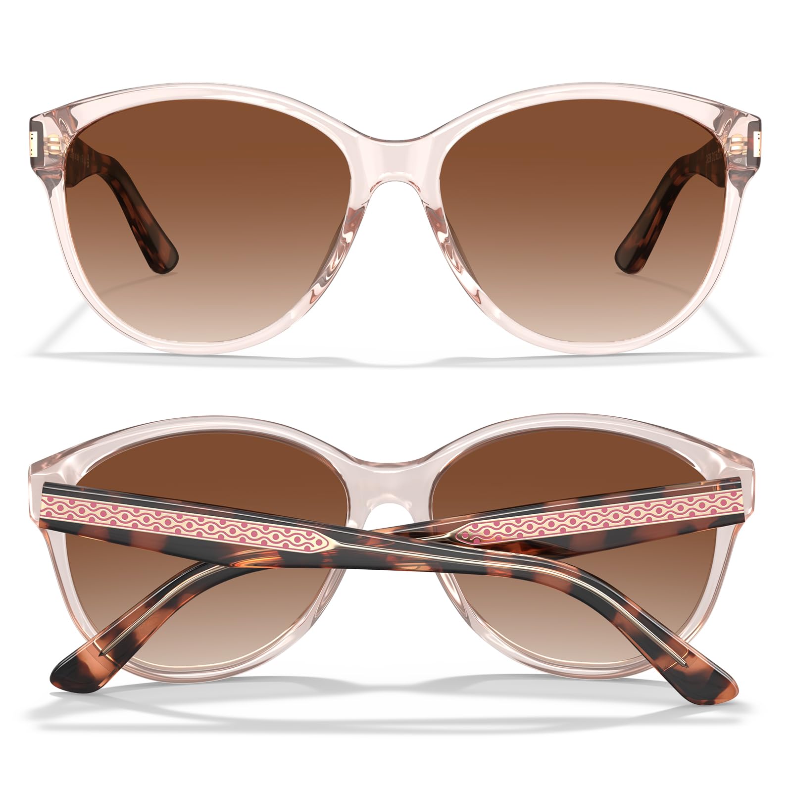 CARFIA Cateye Polarized Sunglasses for Women UV Protection, Italy Handcrafted Acetate Frame with Embossed Pattern Wire Core