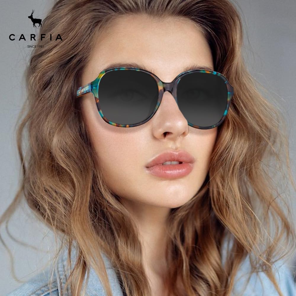 CARFIA Acetate Polarized Sunglasses for Women UV Protection, Retro Fashion Ladies Shades Driving Safety Eyewear