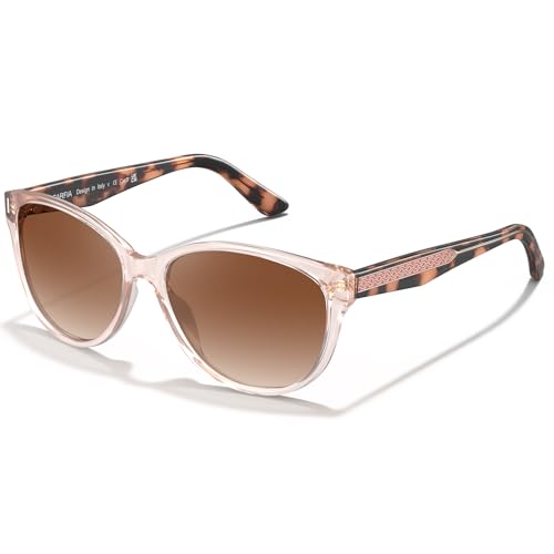 CARFIA Cateye Polarized Sunglasses for Women UV Protection, Italy Handcrafted Acetate Frame with Embossed Pattern Wire Core