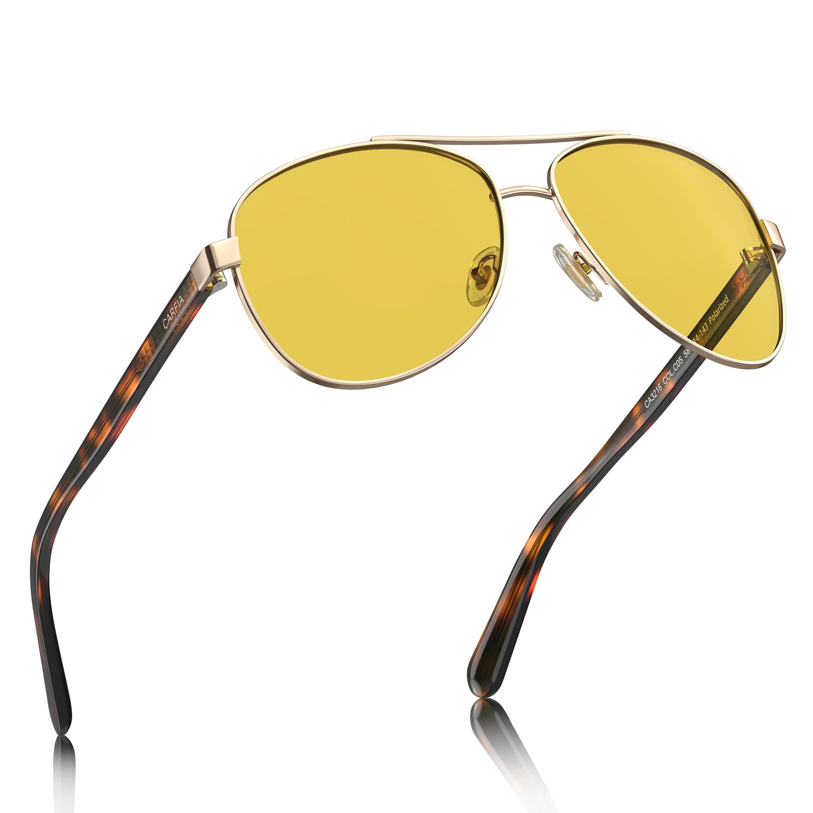 CARFIA Pilot Night Driving Glasses for Women Men, Trendy Night Vision Goggles Reduce Glare, Enhance Clarity for Safety CA3216